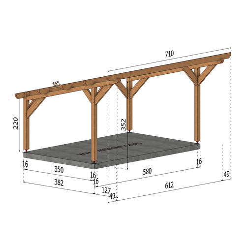 SOLAR2 DOUGLAS Auvent solaire 2 voitures, lxL 3.82x6.12m
