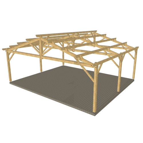 Hangar bois modèle PORTO / 2 pans 12.0 x 10.20m 17° de pente