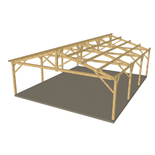 Hangar bois modèle SETUBAL / 2 pans 12.0 x 15.20m 17° de pente