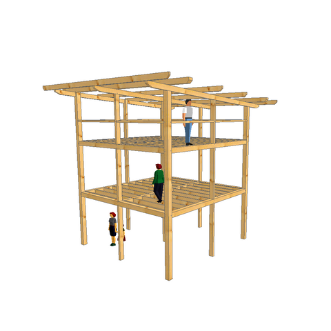 idée de Structure REF TOURS / Structure Poteaux-poutres 6 m x 6 m sur 2 niveaux avec étage et terrasse couverte