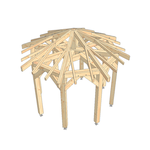 BAULIEU Kiosque 8 pans, 3.0m de diamètre sapin poteaux 14x14cm, Kitbois