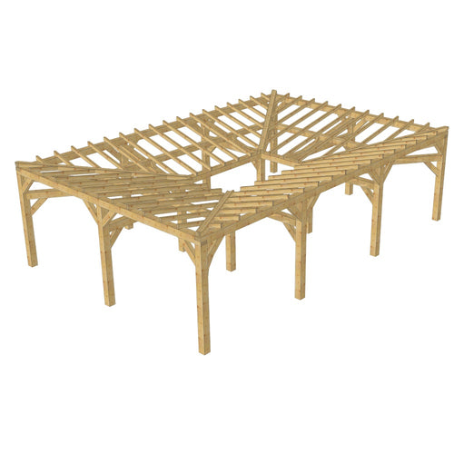 ATRIUM 4 pans inversés / 6.0 x 9.0m sapin poteaux 16x16cm