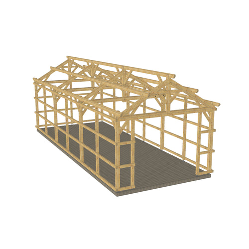 Hangar bois modèle COIMBRE FERMABLE / 2 pans 6.0 x 15.20m 30° de pente SANS BARDAGE