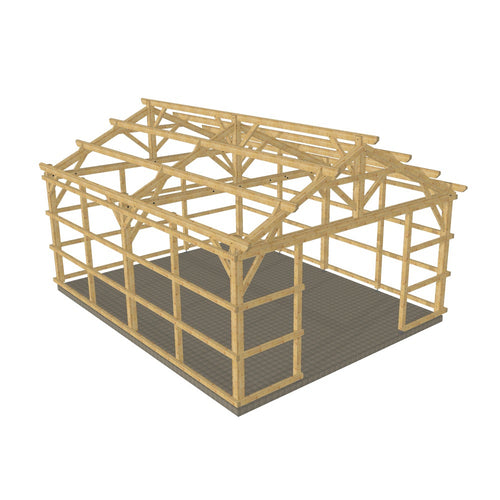 Hangar bois modèle FARO FERMABLE / 2 pans 8.0 x 10.20m 25° de pente SANS BARDAGE