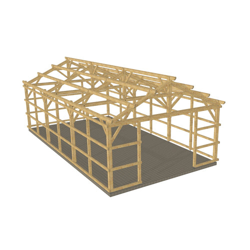 Hangar bois modèle LISBONNE FERMABLE / 2 pans 8.0 x 15.20m 25° de pente SANS BARDAGE