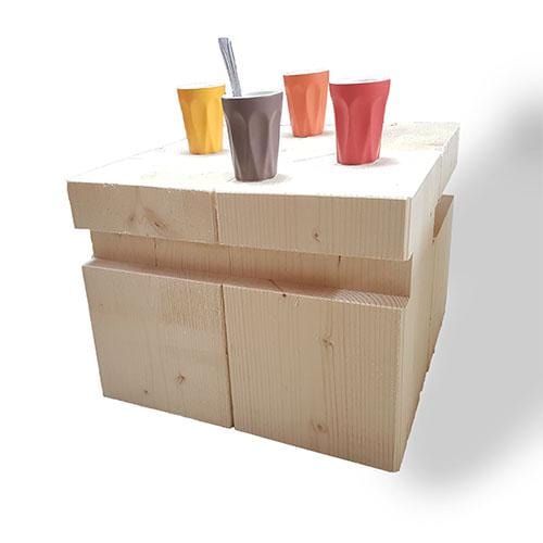 Cubes modèle BILBAO / Lot de 4 cubes en sapin contrecollé L 18 x l 18 x H 25 avec rainures