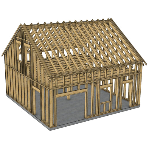 LA BOURBOULE / idée de Structure Ossature Bois 8 m x 8 m environ (env 90m²). Structure en DEBIT avec numéros. Solivage étage porteur. Charpente traditionnelle en débit avec numéros.