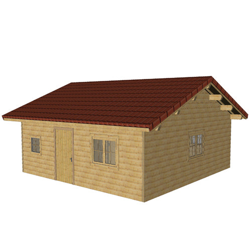 Madrier de 100 mm habitable Modèle PONT D'HERY 7.0 x 7.0m