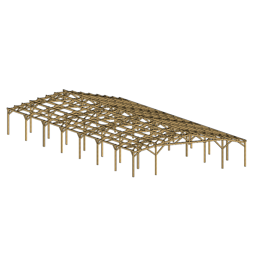 Hangar bois modèle SINTRA / 2 pans 20.0 x 42.20m 21% de pente (11.86°)