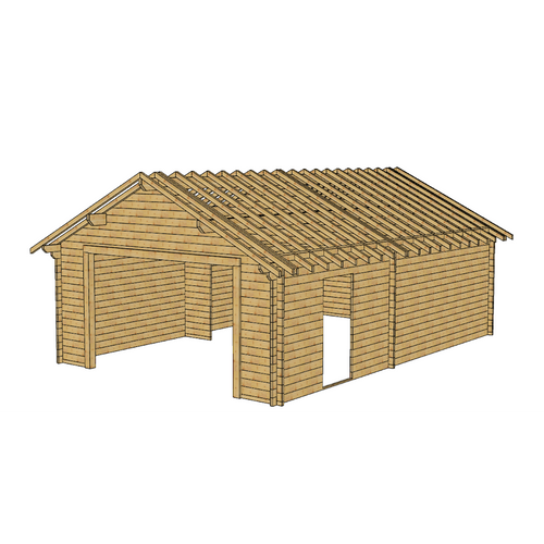 Garage madrier modèle SALZBOURG / 58mm 6 x 9m
