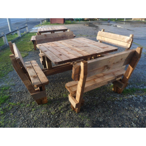 TABLE MODELE CARABIN / Table carrée 8 personnes PRO plateau 129 cm x 129 cm AVEC DOSSIERS