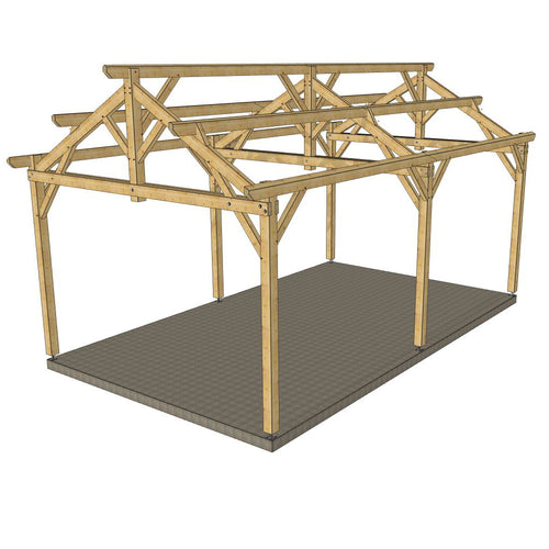 Hangar bois modèle BRAGA / 2 pans 6.0 x 10.20m 30° de pente