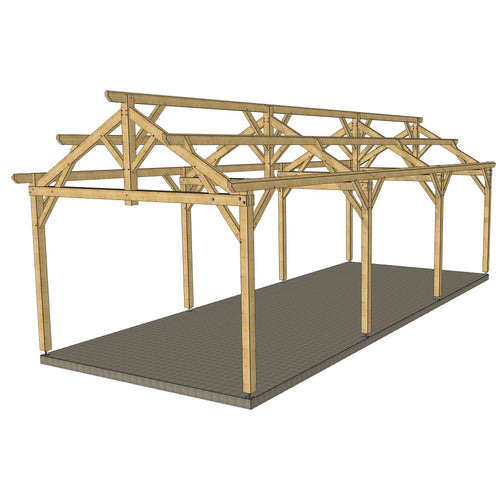 Hangar bois modèle COIMBRE / 2 pans 6.0 x 15.20m 30° de pente