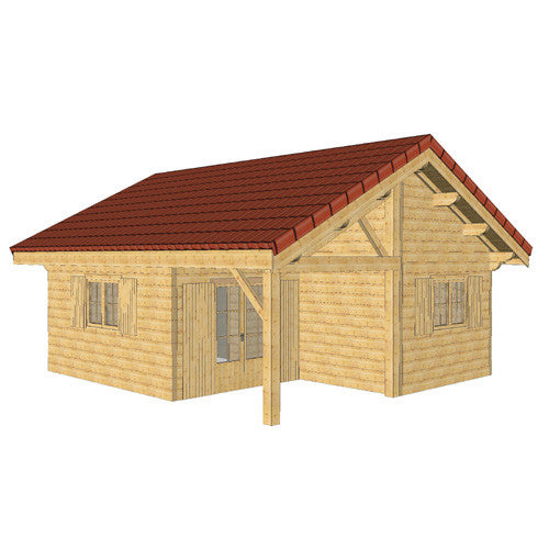 Madrier de 100 mm habitable Modèle CHAMPAGNY 7.0 x 7.0m