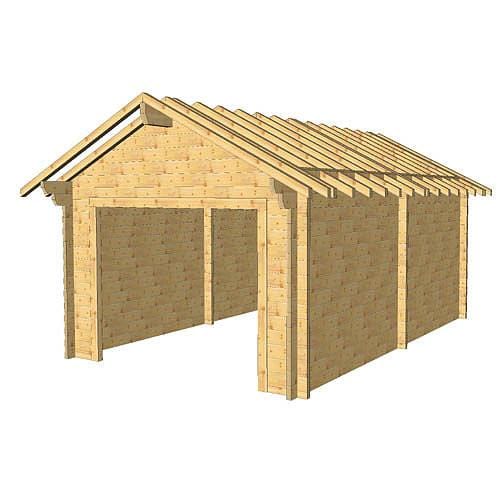 Garage madrier 58mm 3.5 x 5.5m kit bois nu