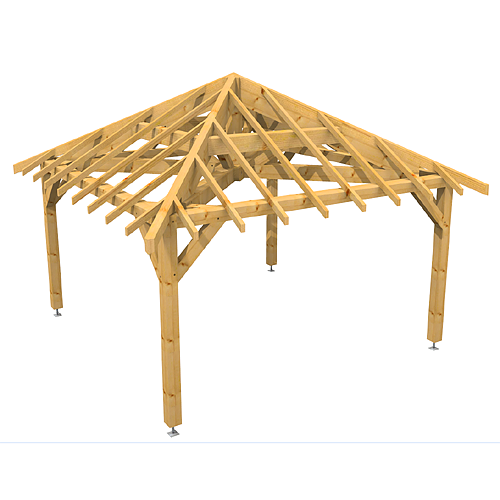 Plan 3D d'un auvent 4 pans