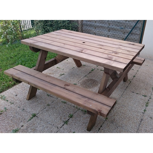 TABLE MODELE PORTHOS / Table de camping 150 cm traitée autoclave marron
