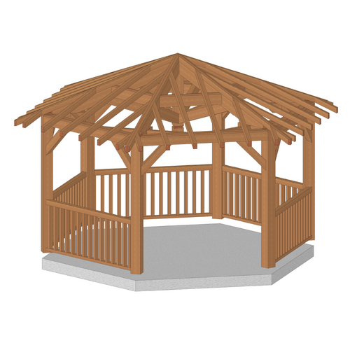 ANTIBES Kiosque 6 pans, 5.0m de diamètre, poteaux sapin 18x18cm