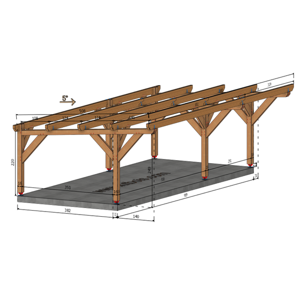 MIDLAND / CARPORT3 POTEAUX DROITS 3 voitures, lxL 3.82x9.19m