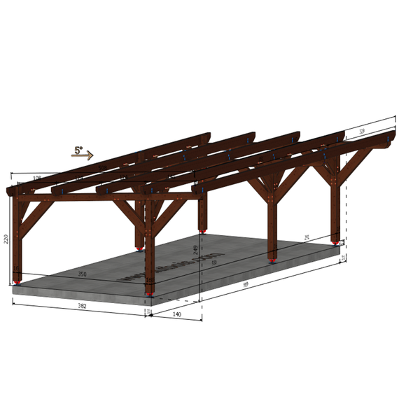 MIDLAND / CARPORT3 POTEAUX DROITS 3 voitures, lxL 3.82x9.19m