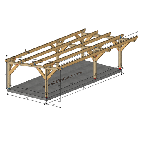 MIDLAND / CARPORT3 POTEAUX DROITS 3 voitures, lxL 3.82x9.19m