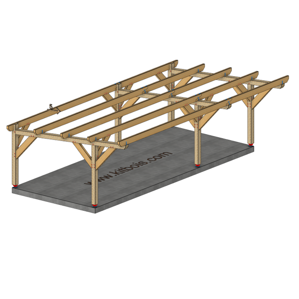 MIDLAND / CARPORT3 POTEAUX DROITS 3 voitures, lxL 3.82x9.19m