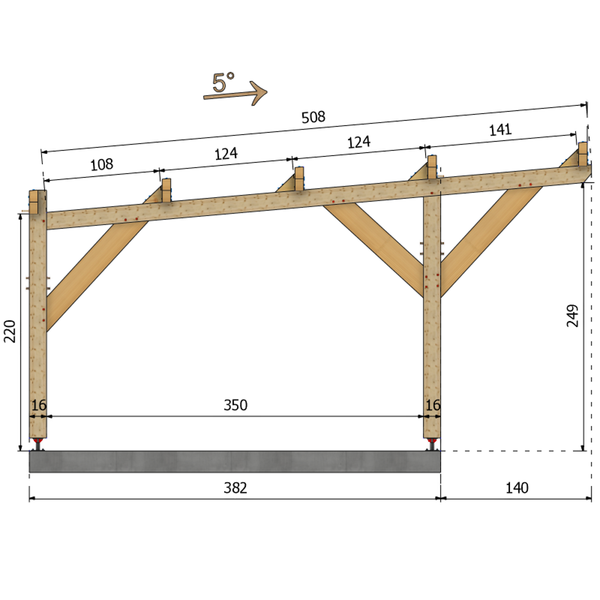 MIDLAND / CARPORT3 POTEAUX DROITS 3 voitures, lxL 3.82x9.19m