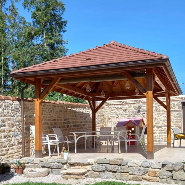 IZMIR Auvent 4 pans, lxL 4.5x4.5m SAPIN / Livraison OFFERTE