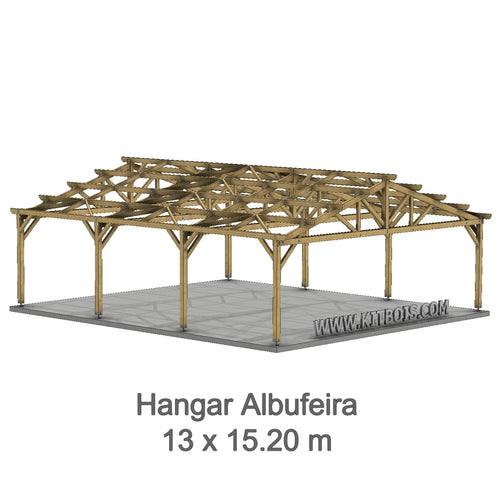 ALBUFEIRA Hangar bois Ouvert / 2 pans  13.0 x 15.20m 17° de pente
