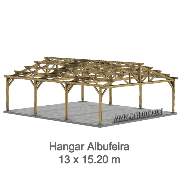 ALBUFEIRA Hangar bois Ouvert / 2 pans  13.0 x 15.20m 17° de pente
