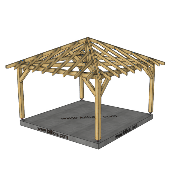 ANKARA Auvent 4 pans, lxL 4x4m SAPIN
