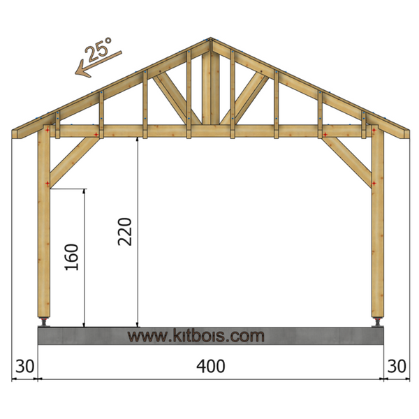 ANKARA Auvent 4 pans, lxL 4x4m SAPIN