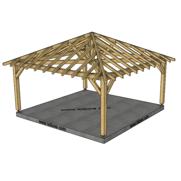 ANTALYA Auvent 4 pans, lxL 5x5m SAPIN