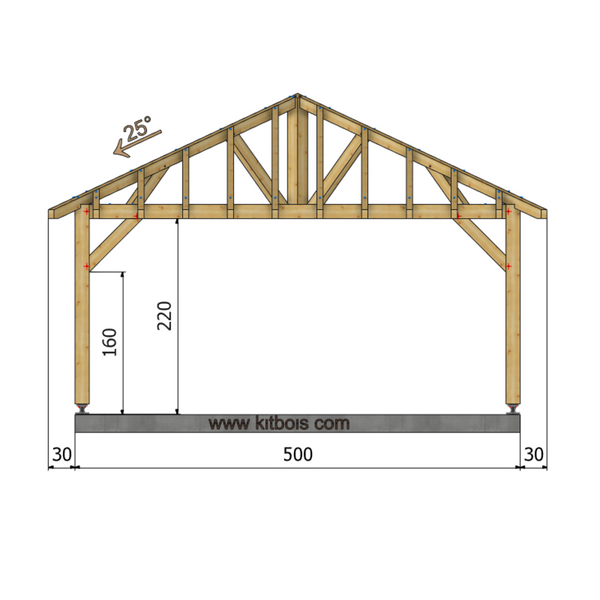 ANTALYA Auvent 4 pans, lxL 5x5m SAPIN