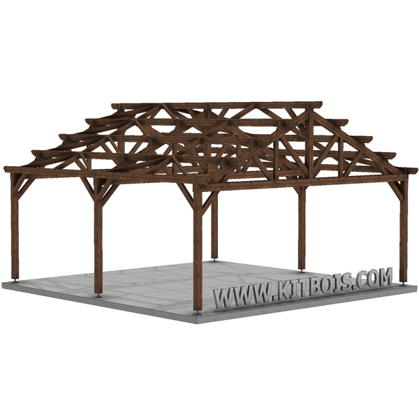 AVEIRO Hangar bois Ouvert / 2 pans  10.0 x 10.19m 25° de pente