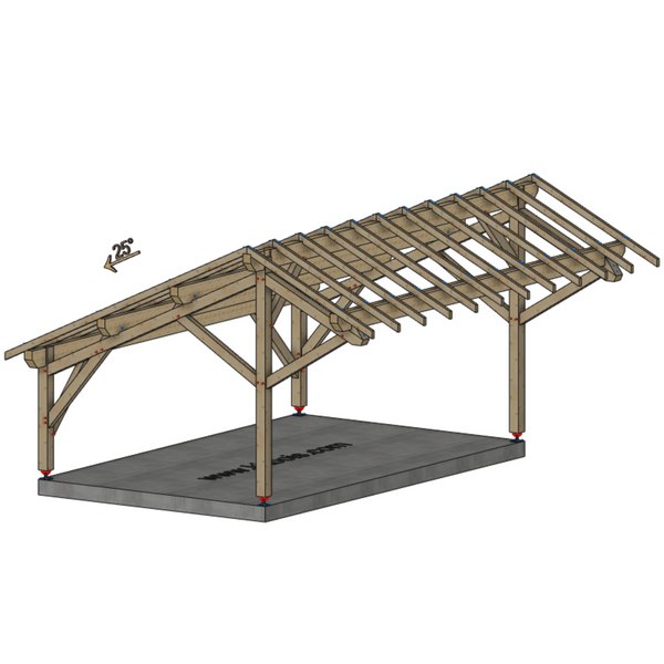 ALLAN Auvent 2 pentes inégales, lxL 3.5x5.8m SAPIN