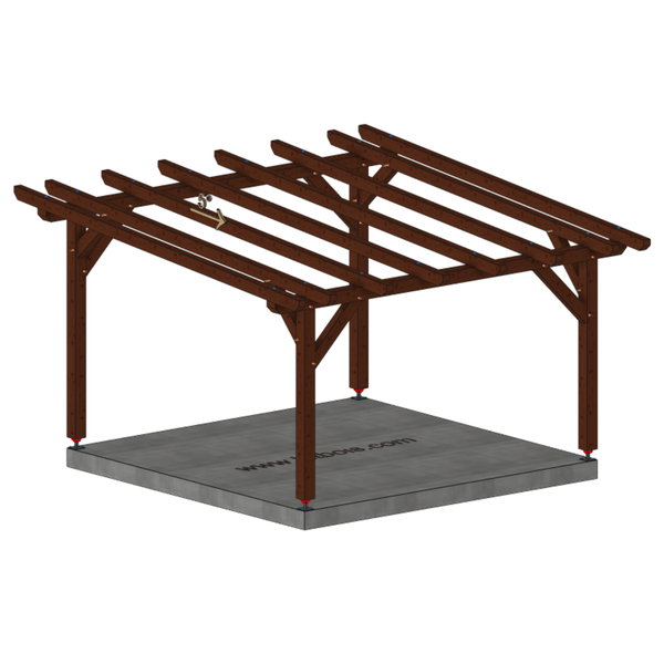 AGADIR Pergola Pente 5°, lxL 4x4m SAPIN AUTOCLAVE MARRON