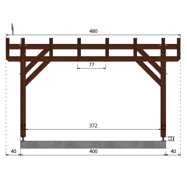 AGADIR Pergola Pente 5°, lxL 4x4m SAPIN AUTOCLAVE MARRON
