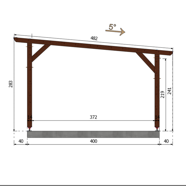 AGADIR Pergola Pente 5°, lxL 4x4m SAPIN AUTOCLAVE MARRON