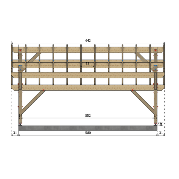 ALLAN Auvent 2 pentes inégales, lxL 3.5x5.8m SAPIN