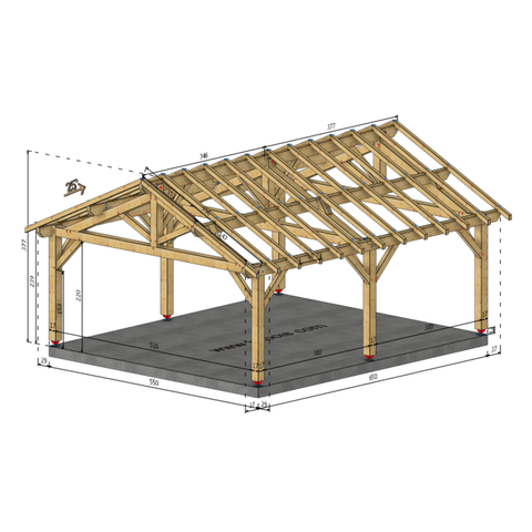 APREMONT Auvent 2 pans, lxL 5.5x6.5m SAPIN
