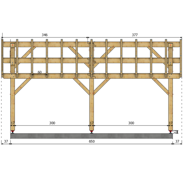 APREMONT Auvent 2 pans, lxL 5.5x6.5m SAPIN