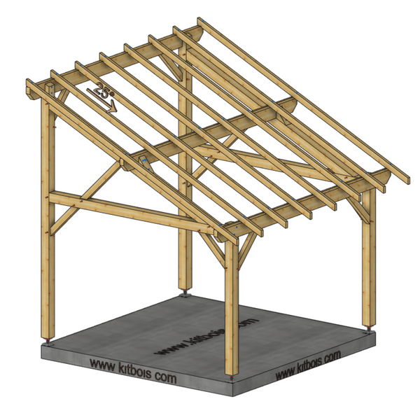 AREZZO Auvent monopente, lxL 3.5x3.5m SAPIN