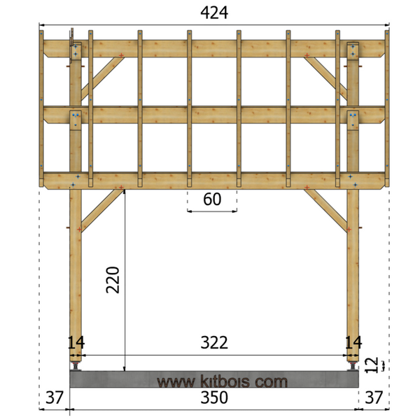 AREZZO Auvent monopente, lxL 3.5x3.5m SAPIN