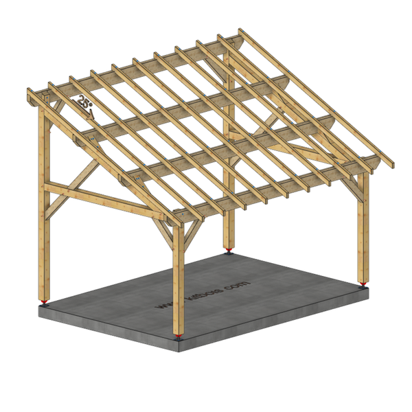 ASSISE Auvent monopente, lxL 3.5x5m SAPIN