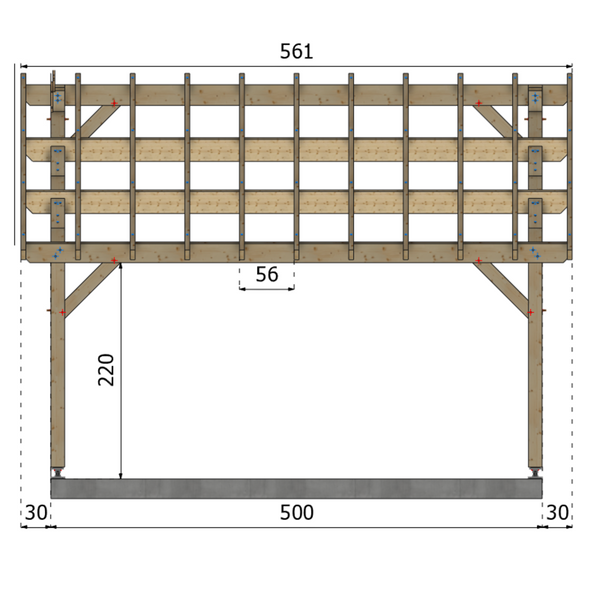 ASSISE Auvent monopente, lxL 3.5x5m SAPIN