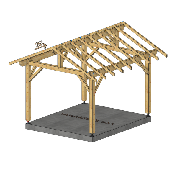 CORBERON Auvent 2 pans, lxL 3x3.5m SAPIN