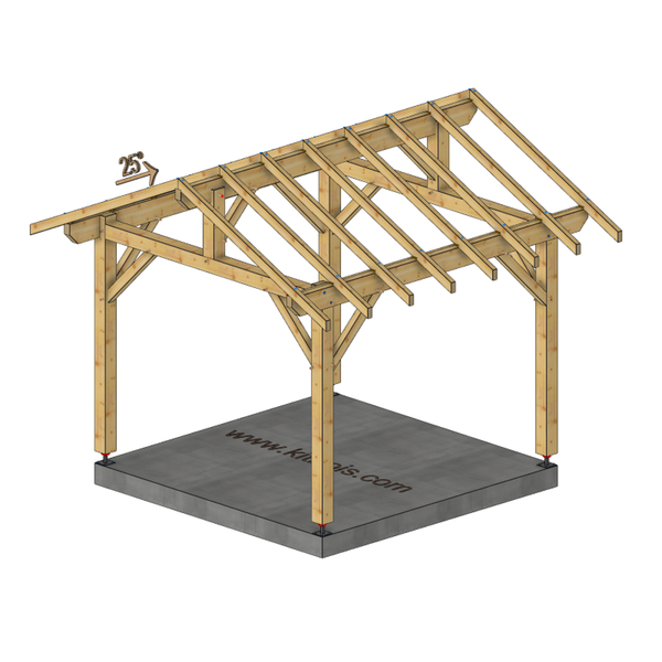 MEURSANGES Auvent 2 pans, lxL 3x3m SAPIN