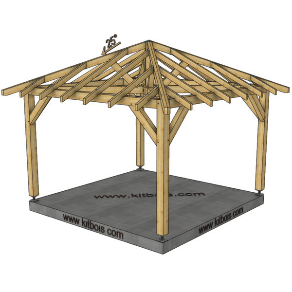BURSA Auvent 4 pans, lxL 3.5x3.5m SAPIN