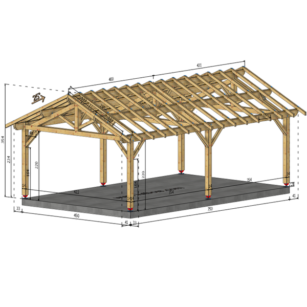 BAYEL 2 pans, lxL 4.5x7.5m SAPIN